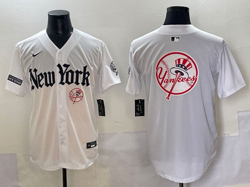 Men 2025 New York Yankees Blank White Five generations Joint Name Nike MLB Jersey style 98